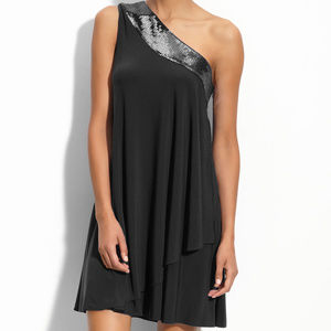 Calvin Klein One Shoulder Sequin Draped Dress 4